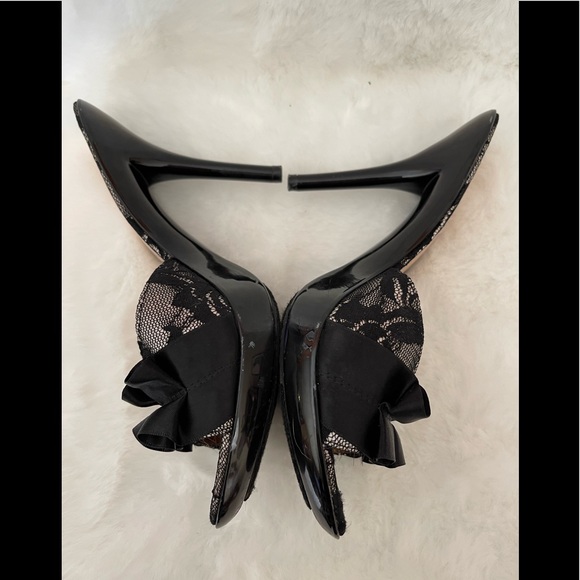 Sexy Carlos Santana High Heel Black Lace & Ribbon Slide - Picture 5 of 12